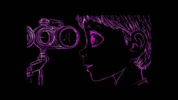 Neon frame effect, Eye Chart Represents vision tests on black background video