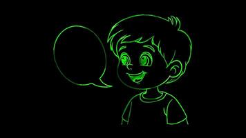Neon frame effect, Speech Bubble Symbolizes communication or language learning on black background video