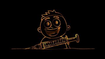 Neon frame effect, Syringe Represents vaccinations or injections on black background video