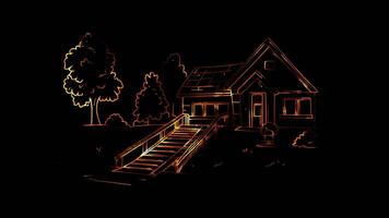 Neon frame effect, Wheelchair Ramp Represents accessibility on black background video