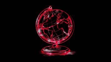 Neon frame effect, Globe symbolizing global business, trade, and international markets on black background video
