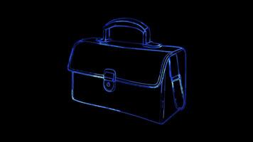 Neon frame effect, Briefcase on black background video