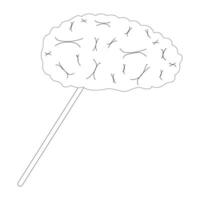 Halloween-themed coloring page featuring a brain-shaped candy on a stick. Great for spooky kids activities and Halloween fun. vector