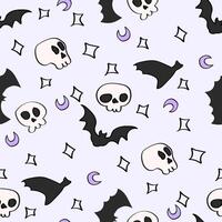 skull and bat seamless pattern. Cute halloween pattern. vector