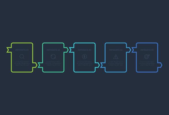 Line concept for infographic with 5 steps, options, parts or processes. Template for web on a black background.