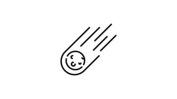 meteor outline icon animation. transparent background video