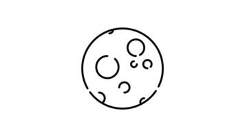 planet outline icon animation. transparent background video