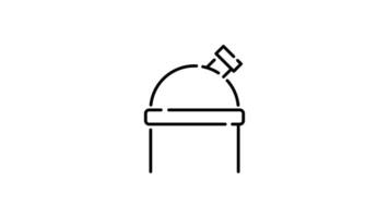 telescope outline icon animation. transparent background video