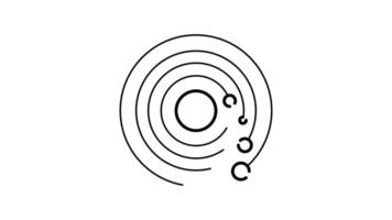 planet outline icon animation. transparent background video