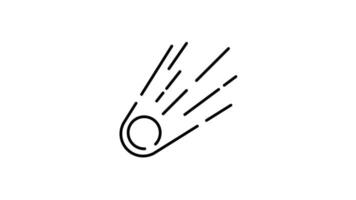 meteor outline icon animation. transparent background video