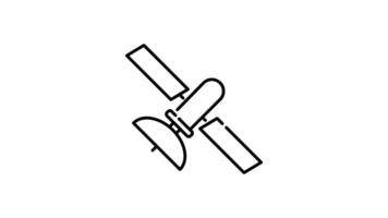 satellite outline icon animation. transparent background video