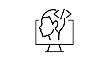 programming outline icon animation. transparent background video