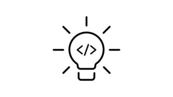 programming outline icon animation. transparent background video