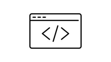 Software development outline icon animation. transparent background video