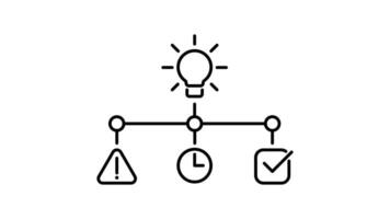 Project management outline icon animation. transparent background video