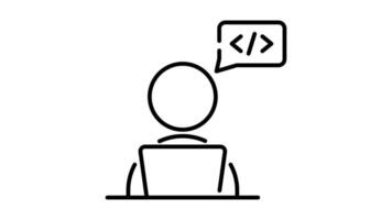 Software development outline icon animation. transparent background video