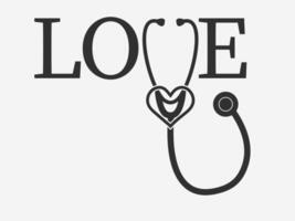 Stethoscope With Love Typography Design, Stethoscope Design, Heart Shape Stethoscope, Typography Design with Stethoscope Heart Shape, Medical Typography Design, Nurse Typography vector