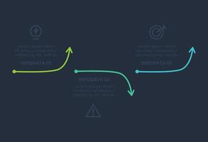 Line concept for infographic with 3 steps, options, parts or processes. Template for web on a black background. vector