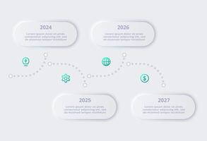 Neumorphic flow chart infographic. Creative concept for infographic with 4 steps, options, parts or processes. vector