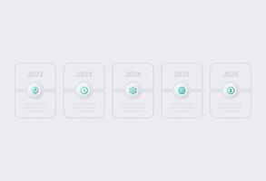 Neumorphic flow chart infographic. Creative concept for infographic with 5 steps, options, parts or processes. vector