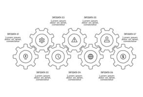 Doodle infographic elements with 7 options. business template for presentation vector
