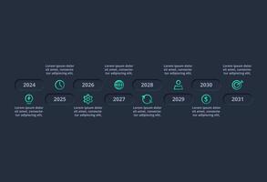 Neumorphic flowchart dark iinfographic. Creative concept for infographic with 8 steps, options, parts or processes. vector