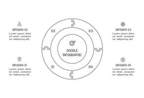 Doodle infographic elements with 4 options. business template for presentation vector