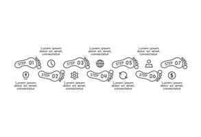 Doodle infographic elements with 7 options. business template for presentation vector