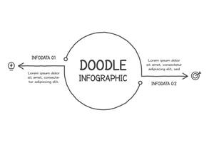 Doodle infographic elements with 2 options. business template for presentation vector