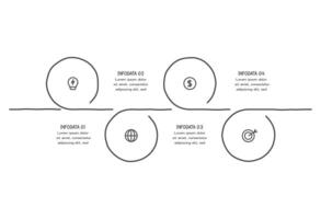 Doodle infographic elements with 4 options. business template for presentation vector
