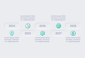 Neumorphic flow chart infographic. Creative concept for infographic with 5 steps, options, parts or processes. vector