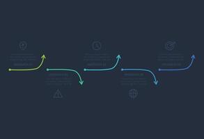 Line concept for infographic with 5 steps, options, parts or processes. Template for web on a black background. vector