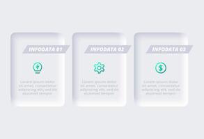 Neumorphic flow chart infographic. Creative concept for infographic with 3 steps, options, parts or processes. vector