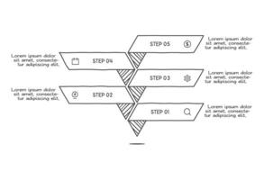 Doodle infographic elements with 5 options. business template for presentation vector