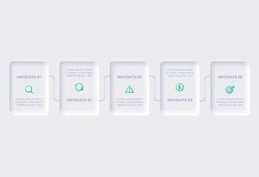 Neumorphic flowchart infographic. Creative concept for infographic with 5 steps, options, parts or processes. Template for diagram, graph, presentation and chart. vector