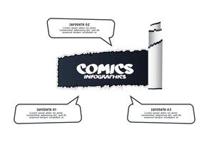 Comics infographic with 3 steps, options, parts or processes. Business data visualization. Creative infographic template vector