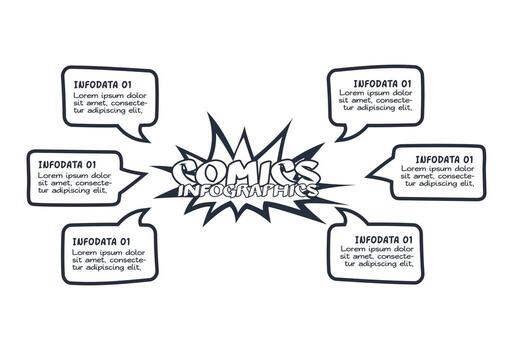 Comics infographic with 6 steps, options, parts or processes. Business data visualization. Creative infographic template vector