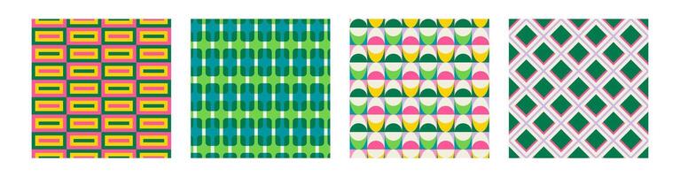 Set of Essential geometric printable seamless pattern with abstract Minimal elegant line form stroke shapes in vibrant colors. Modern simple background in minimalist mid century style wall art vector