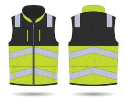 Hi vis vest workwear mockup front and back view vector