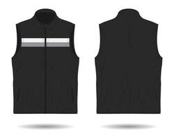 Black zipper vest mockup front and back view vector