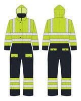 Hi vis workwear mockup front and back view vector