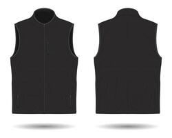 Black modern vest mockup front and back view vector