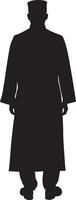 A silhouette of a man in a coat and hat vector