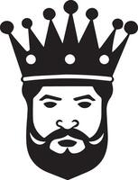 A black and white logo of a king with a beard vector