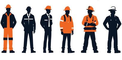 A group of men in different work clothes vector