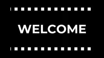 creative motion blur animation , the text of the word welcome is written in white on a black background video