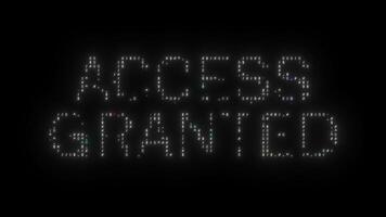 ACCESS GRANTED glitch notification, ASCII typography. video