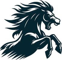 A black horse with a mane on its head vector