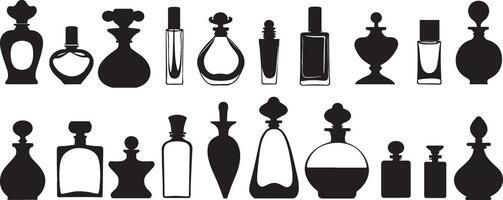 A set of perfume bottles silhouettes vector