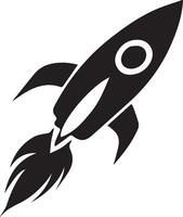 A black and white rocket with a white background vector